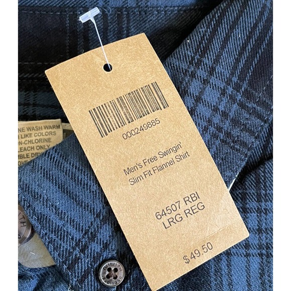 Duluth Mens L Collared Shirt Blue Plaid Flannel Slim Fit Button Down NWT M9 - Picture 8 of 12